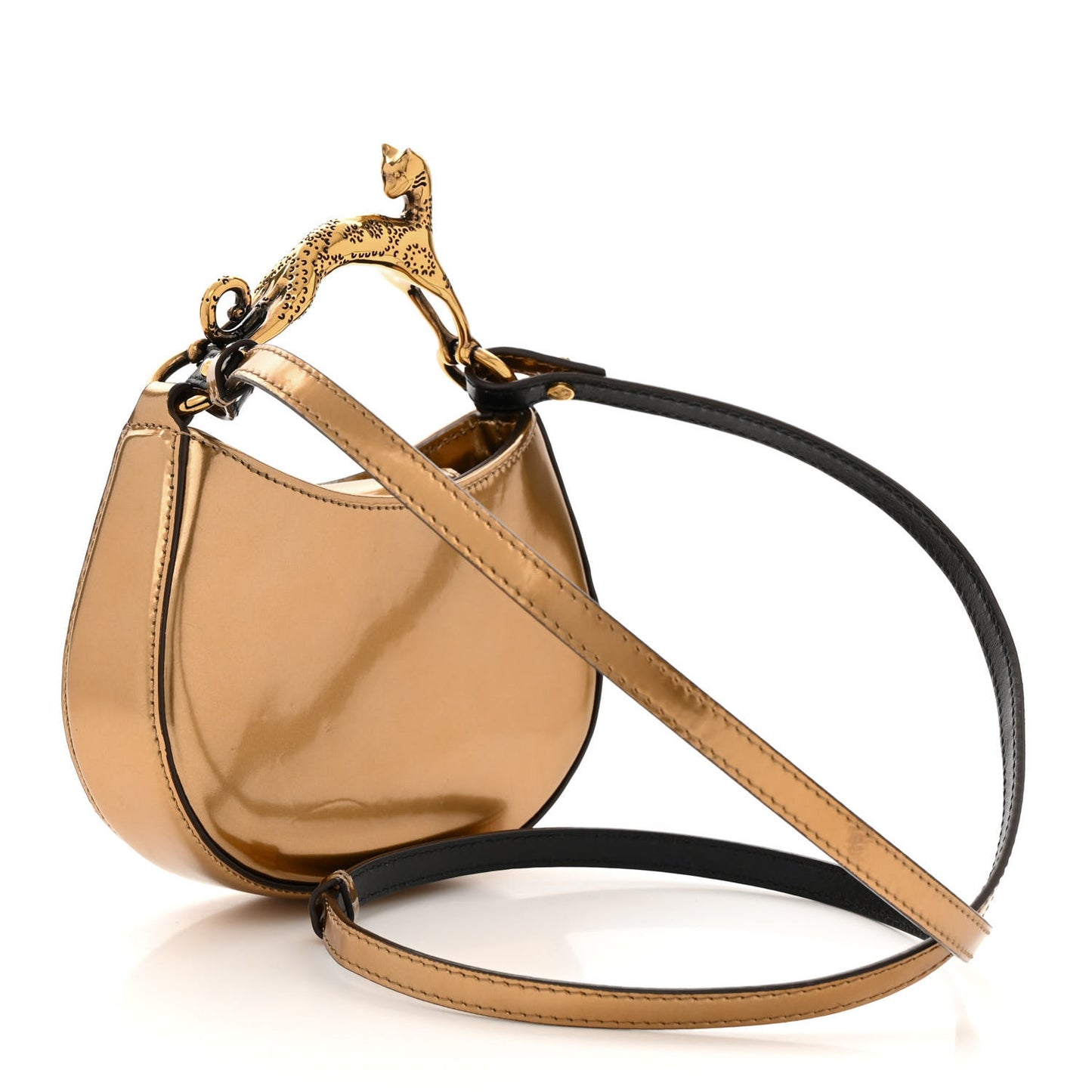 Metallic Calfskin Nano Cat Hobo Gold