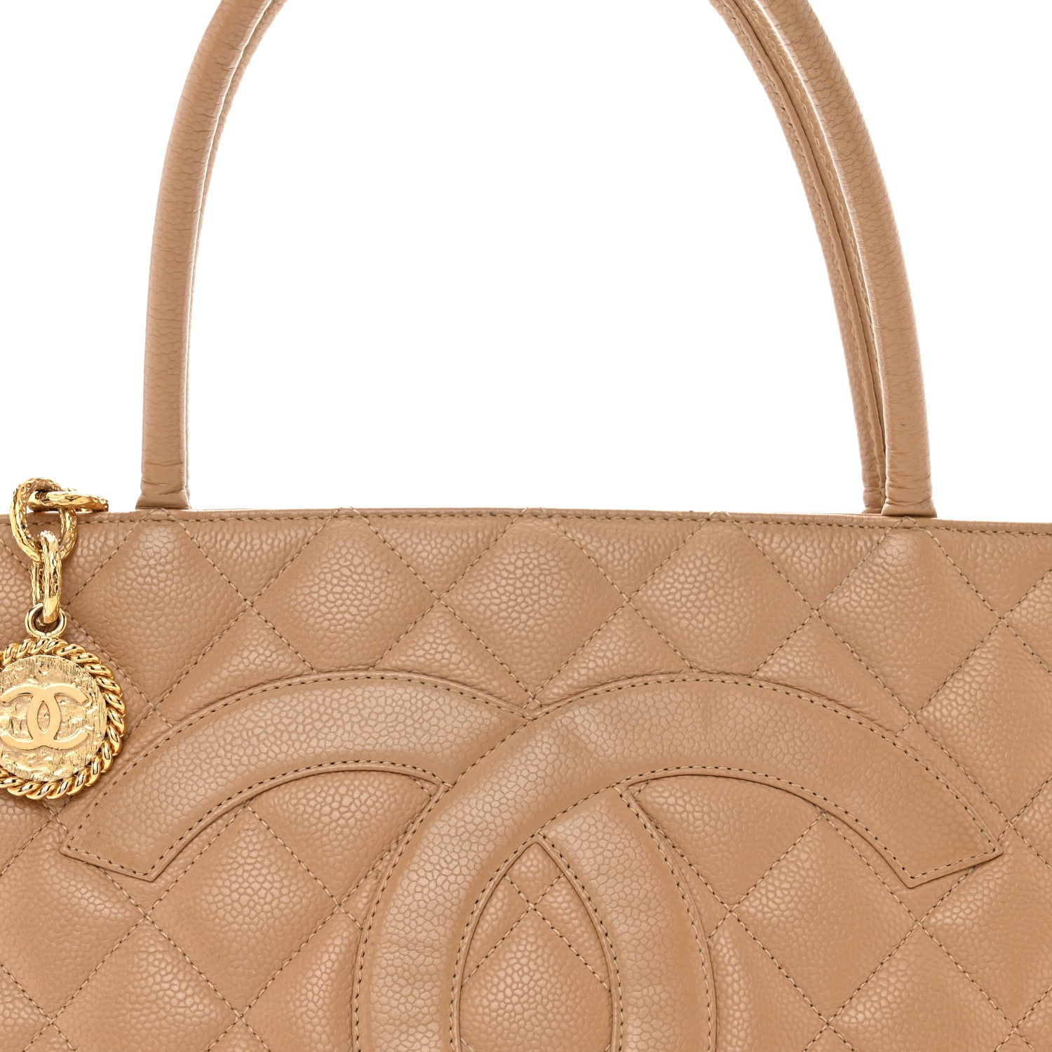 Chanel Caviar Quilted Medallion Tote Beige 8 of 14