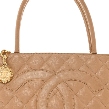 Chanel Caviar Quilted Medallion Tote Beige 8 of 14