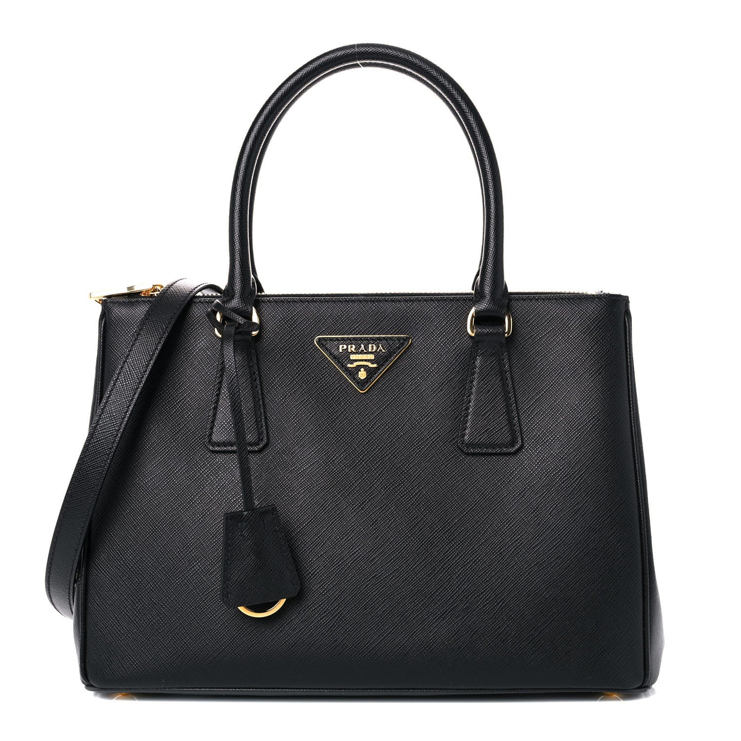 Saffiano Small Galleria Double Zip Tote Black