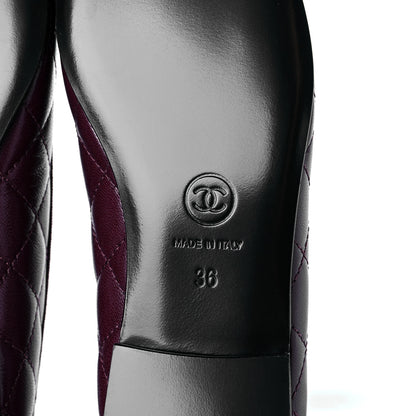 Chanel Crumpled Lambskin Quilted CC Cap Toe Ballerina Flats 36 Burgundy 7 of 10