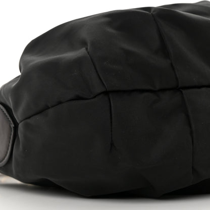 Prada Tessuto Nylon Pleated Shoulder Bag Black 10 of 17