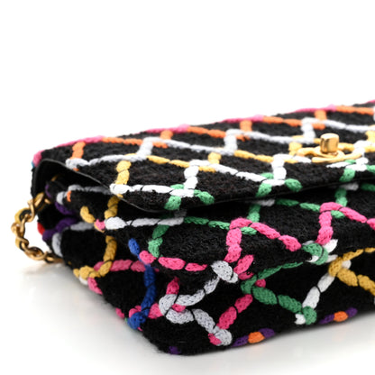 Chanel Tweed Diamond Threaded Pearl Crush Wallet On Chain WOC Black Multicolor 10 of 12
