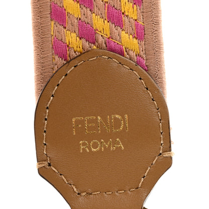 Fendi Canvas Vitello King Logo Embroidered Shaped Strap You Bouganville Mimosa Miele Sand 4 of 4