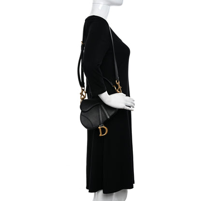 Christian Dior Grained Calfskin Mini Saddle Bag With Strap Black 2 of 10