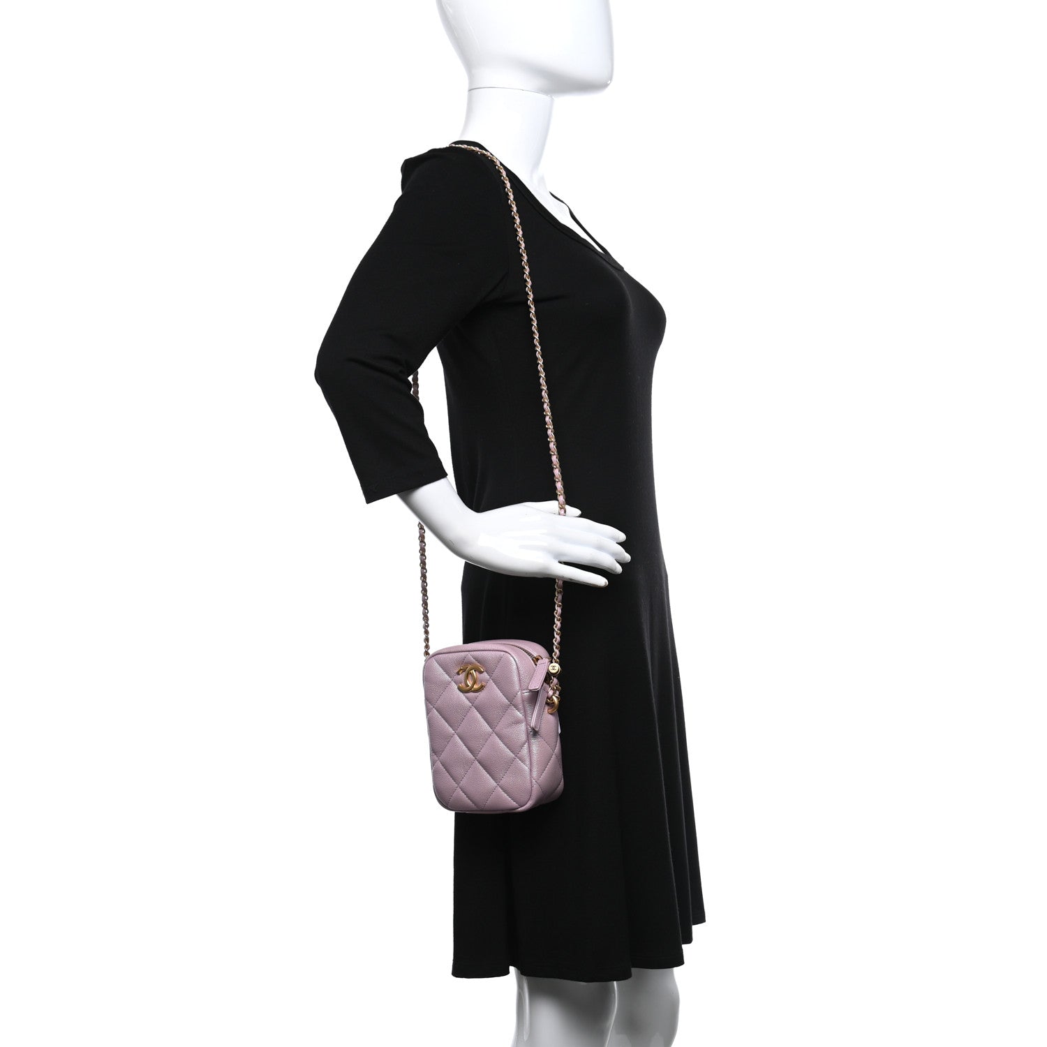Chanel Iridescent Caviar Quilted Vertical My Perfect Camera Case Pink 2 of 9