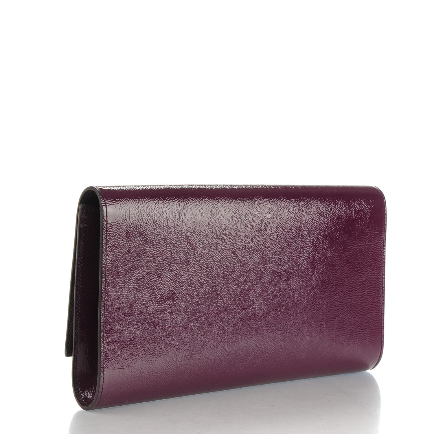 Saint Laurent Textured Patent Monogram Large Belle De Jour Clutch Purple 3 of 7