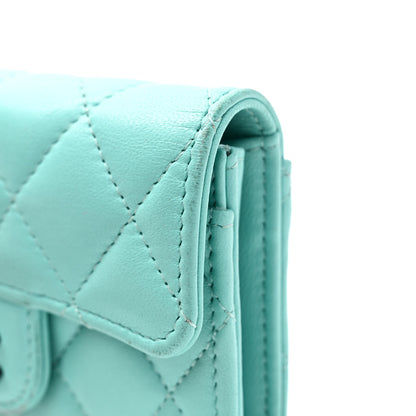 Chanel Lambskin Quilted Flap Card Holder Wallet Light Blue 10 of 12