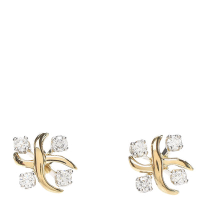 Tiffany Platinum 18K Yellow Gold Diamond Schlumberger Lynn Earrings 1 of 4