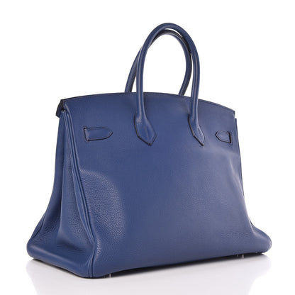 Hermes Taurillon Clemence Birkin 35 Bleu Brighton 3 of 7