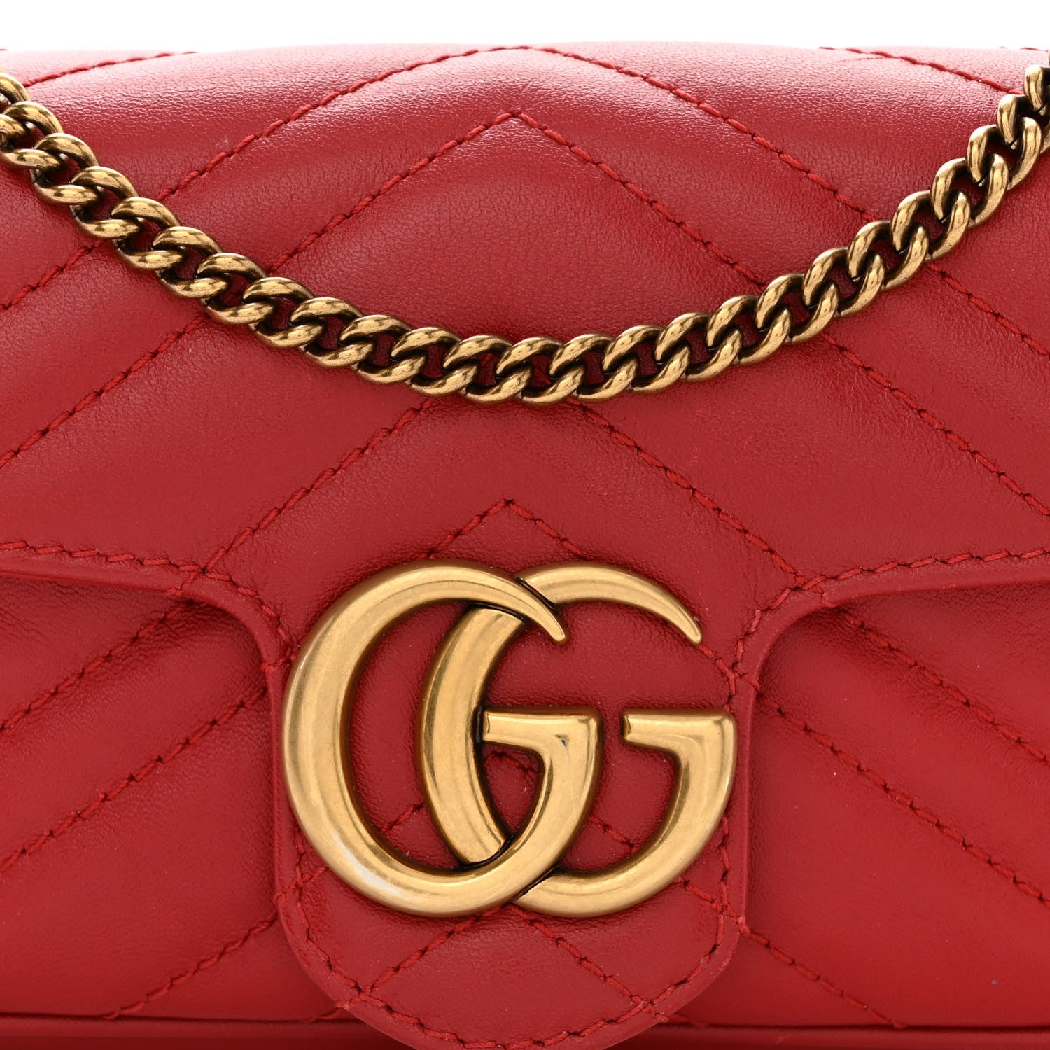 Gucci Calfskin Matelasse Super Mini GG Marmont Shoulder Bag Hibiscus Red 8 of 12