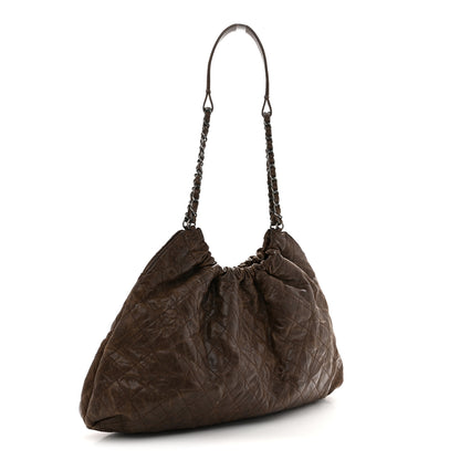 Chanel Distressed Glazed Caviar Quilted Large Elastic Tote Brown 3 of 14