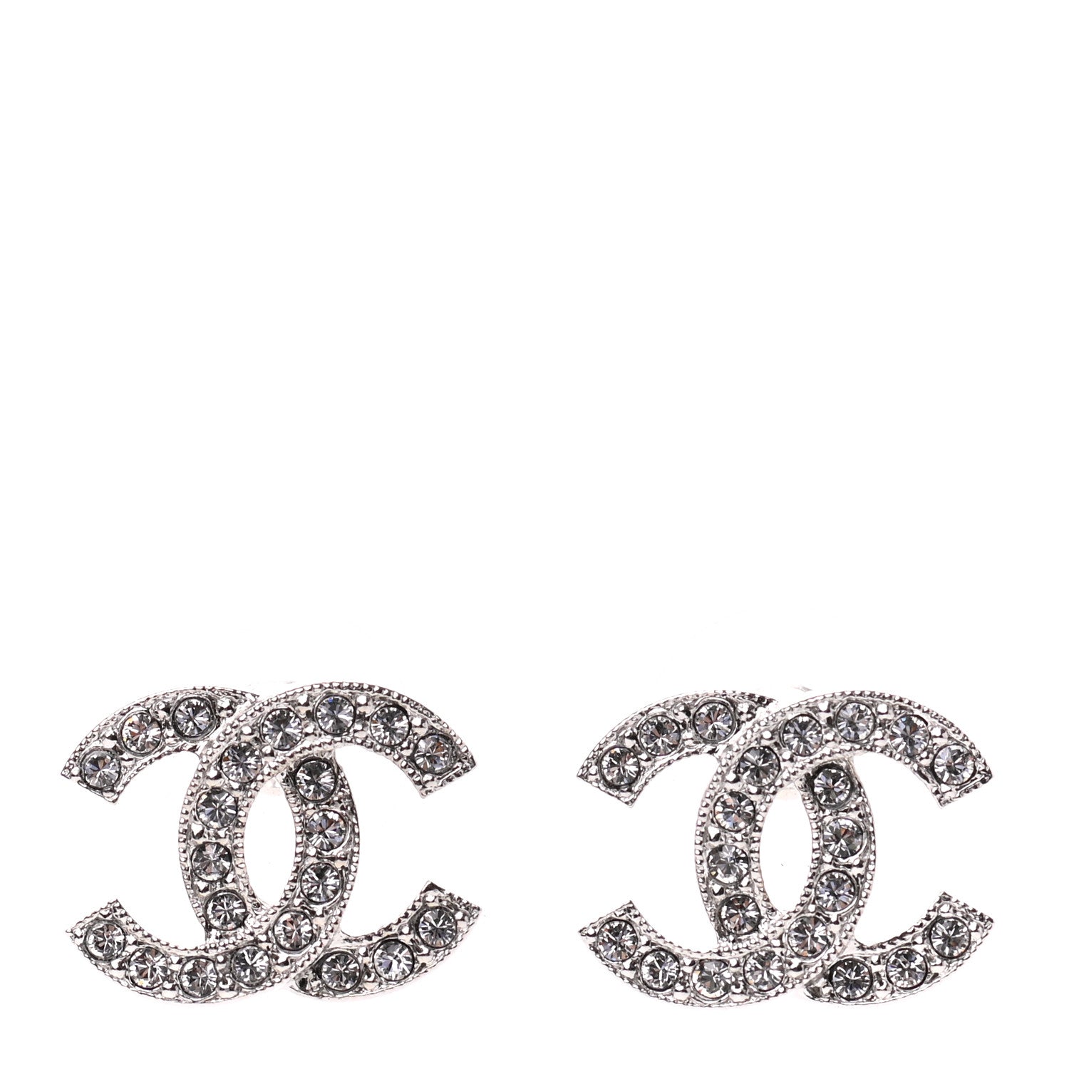 Chanel Crystal CC Earrings Silver 1 of 4