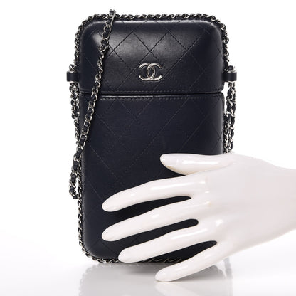 Chanel Lambskin Quilted Chain Around Phone Holder Navy 4 of 13