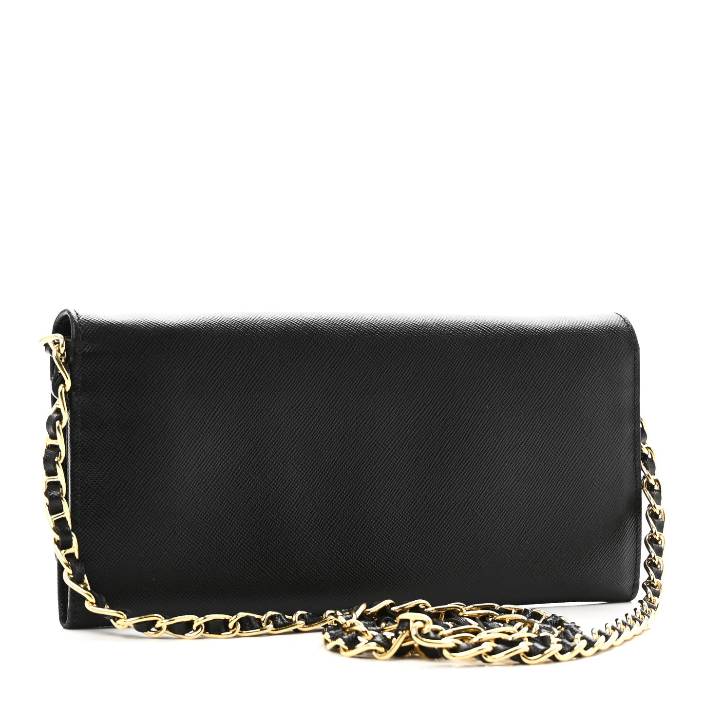 Saffiano Metal Oro Chain Wallet Black