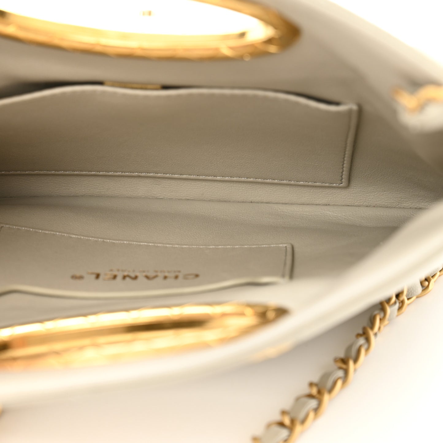 Lambskin Quilted Clutch Mini Flap Bag Light Grey