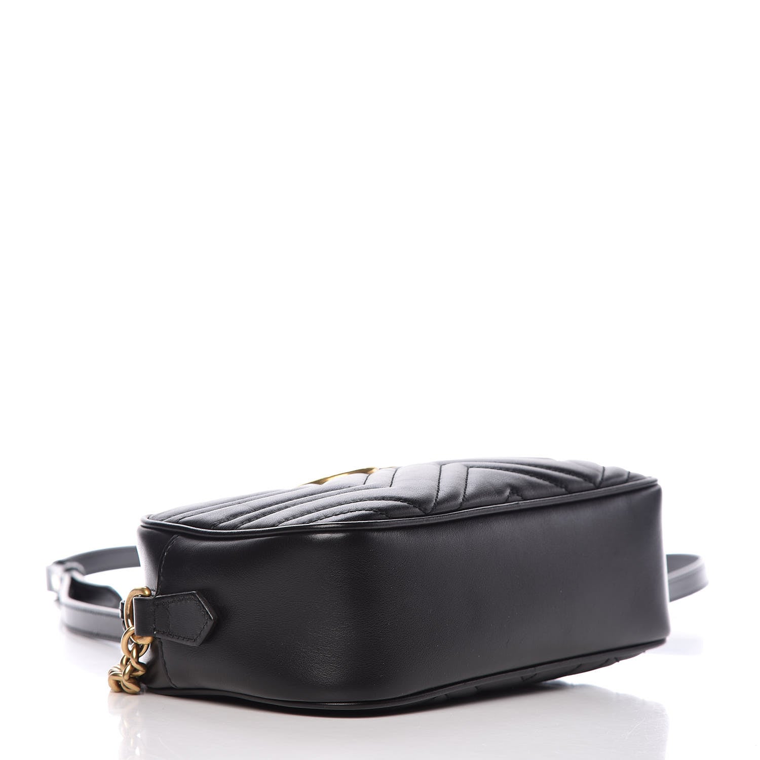 Gucci Calfskin Matelasse Small GG Marmont Chain Shoulder Bag Black 4 of 9