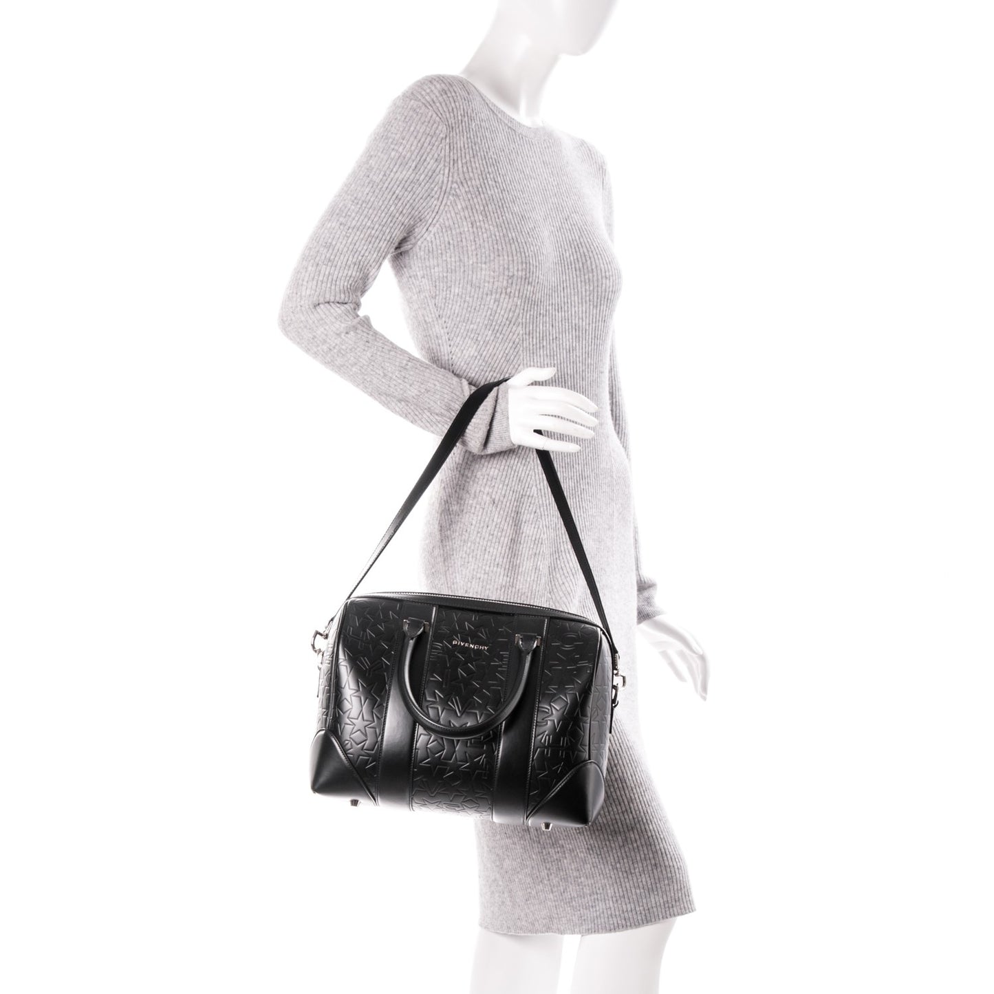 Calfskin Star Embossed Medium Lucrezia Black