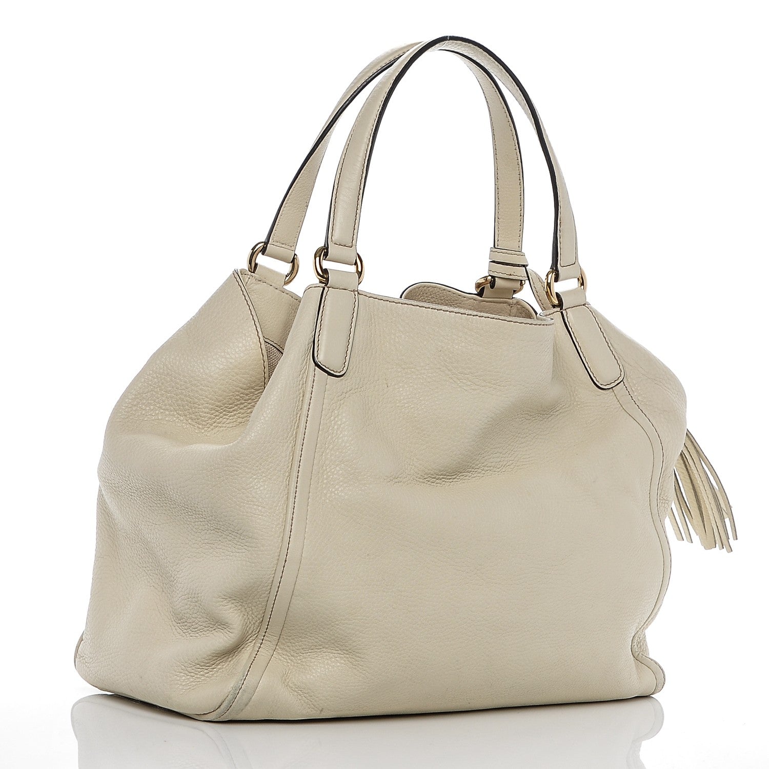 Gucci Pebbled Calfskin Medium Soho Shoulder Bag Off White 3 of 9