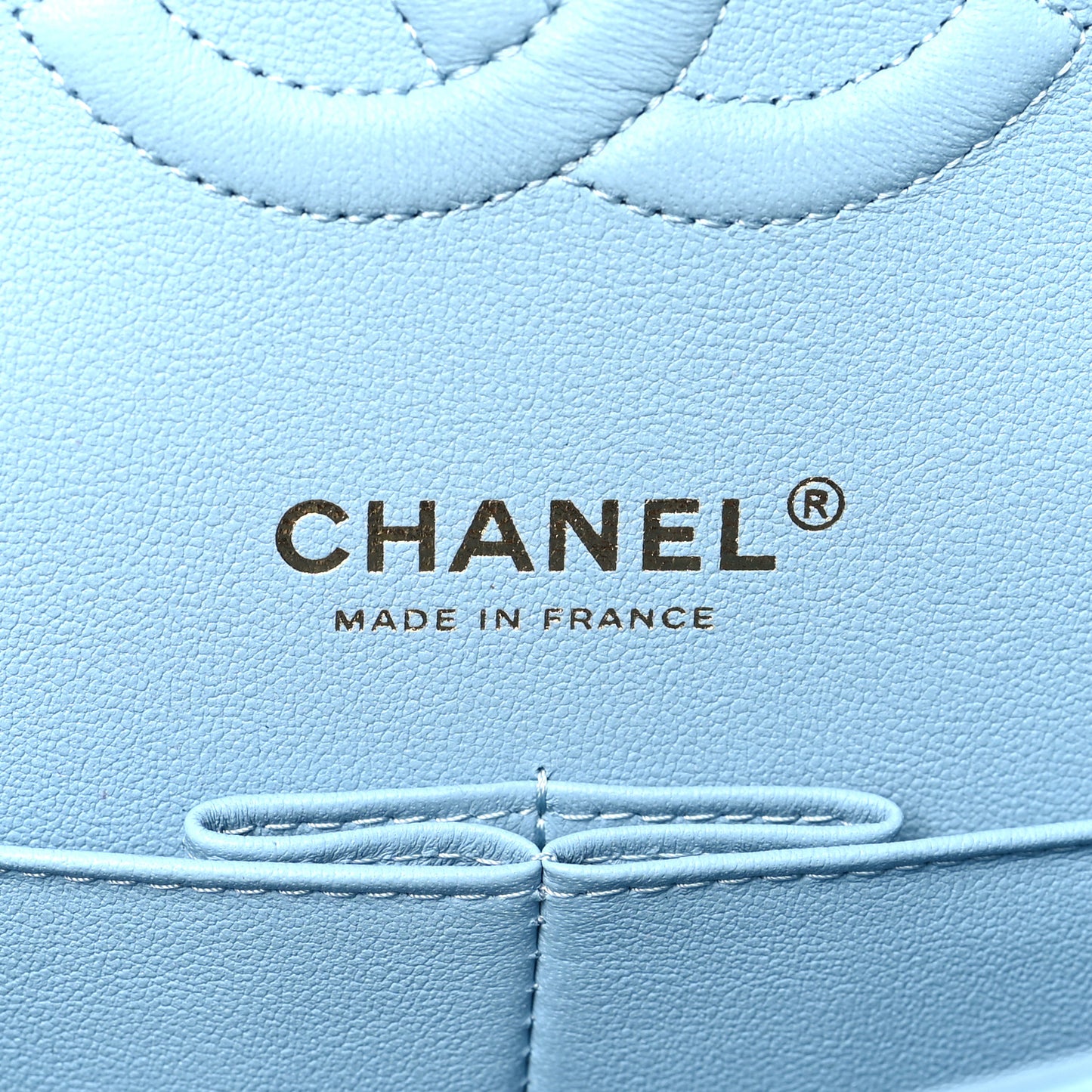 Iridescent Lambskin Quilted Medium Double Flap Light Blue