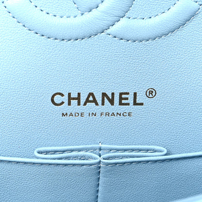 Chanel Iridescent Lambskin Quilted Medium Double Flap Light Blue 6 of 9