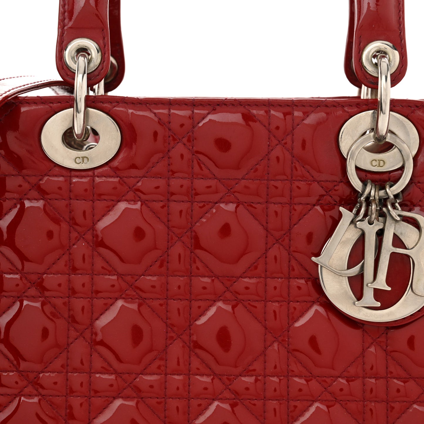 Patent Cannage Medium Lady Dior Red