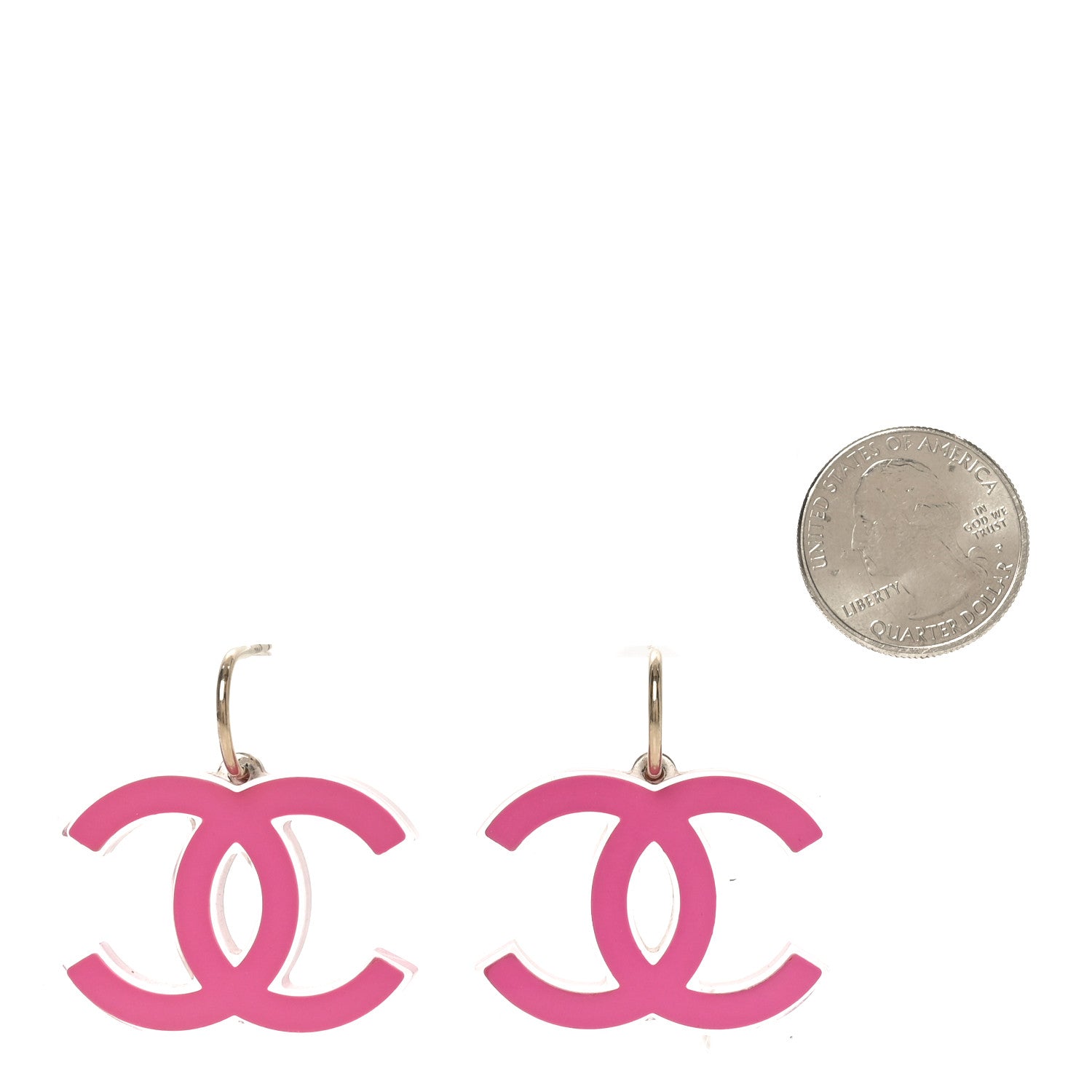 Chanel Lucite CC Drop Earrings Pink 2 of 5