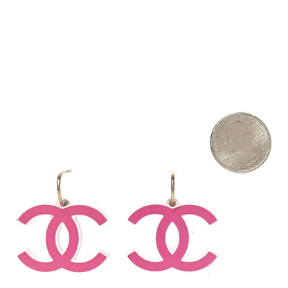 Chanel Lucite CC Drop Earrings Pink 2 of 5