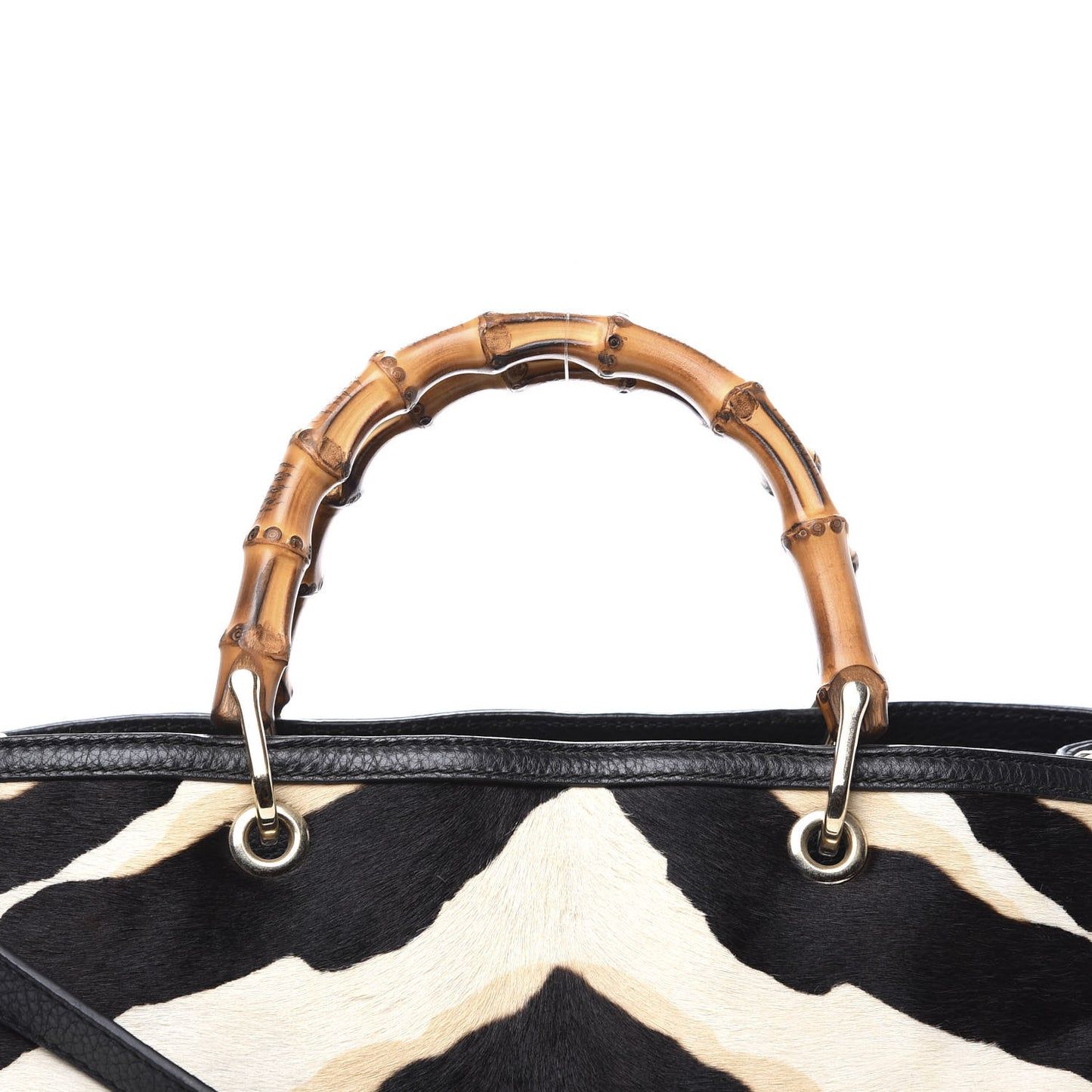 Pony Hair Medium Bamboo Shopper Tote Bag