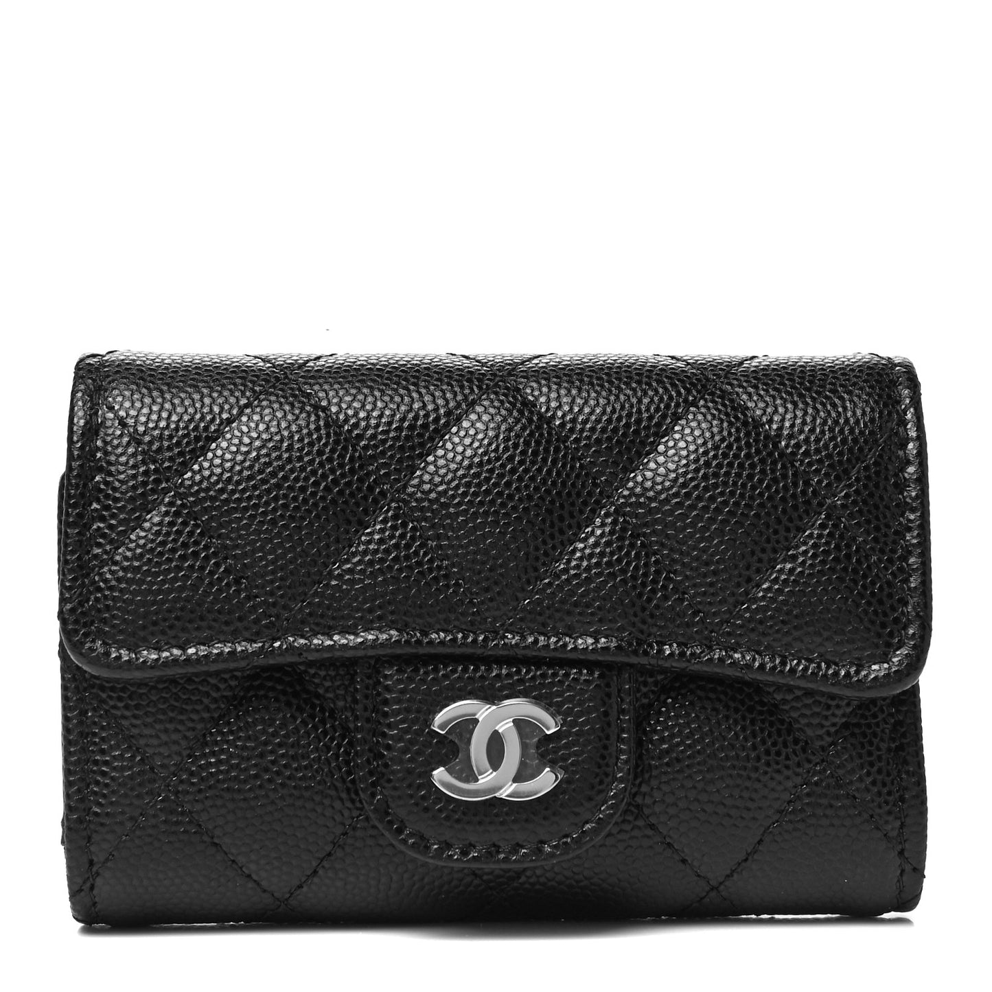 Caviar Quilted Classic 4 Key Holder Wallet Black