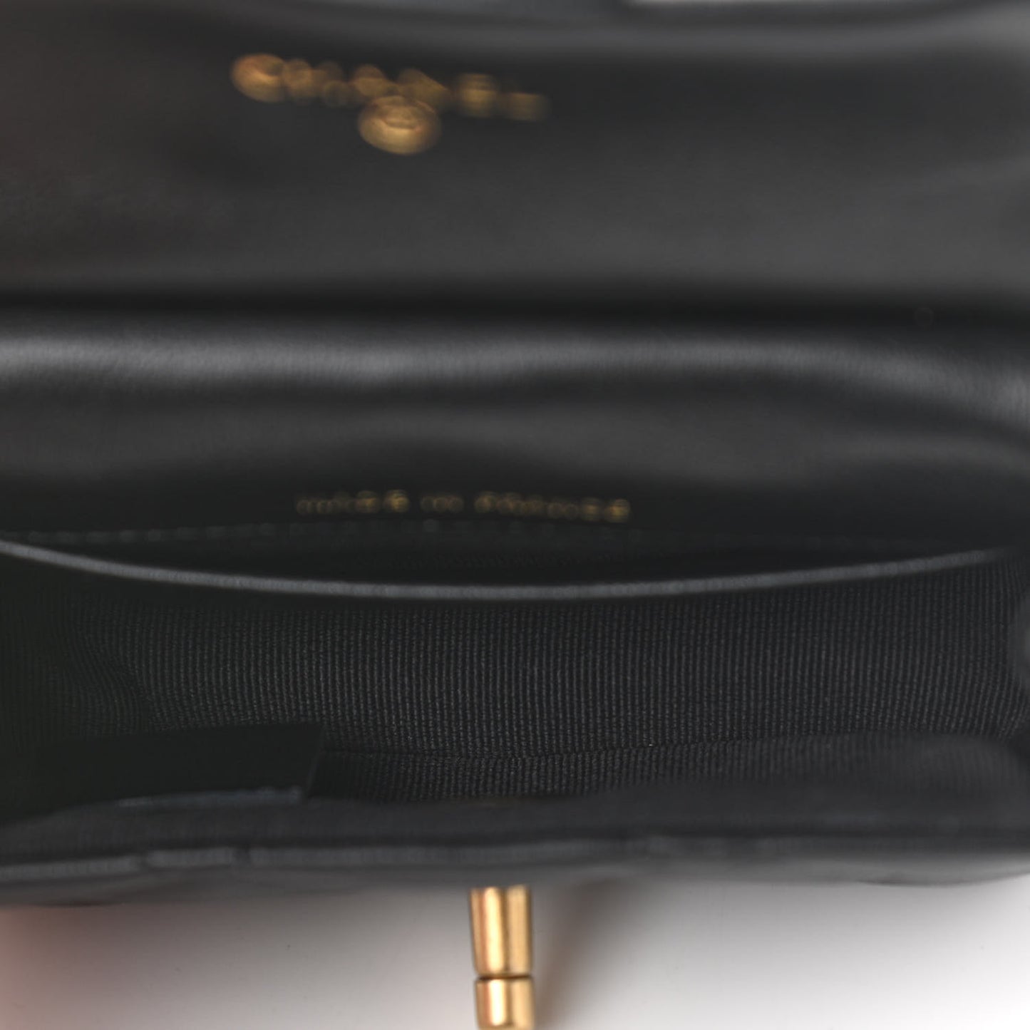 Calfskin Quilted Lady Handle Flap Card Holder With Chain Black