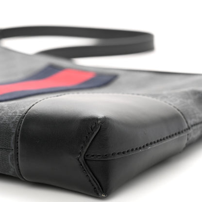 Gucci Soft GG Supreme Monogram Appia Calfskin Web East West Messenger Bag Black Grey 10 of 12
