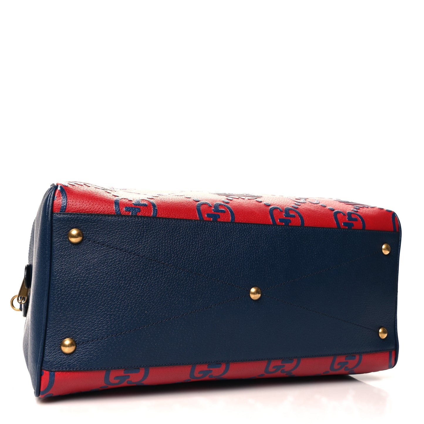 X ADIDAS Canvas Textured Dollar Calfskin Web GG Monogram Trefoil Large Bowling Bag Hibiscus Red  Blue Navy