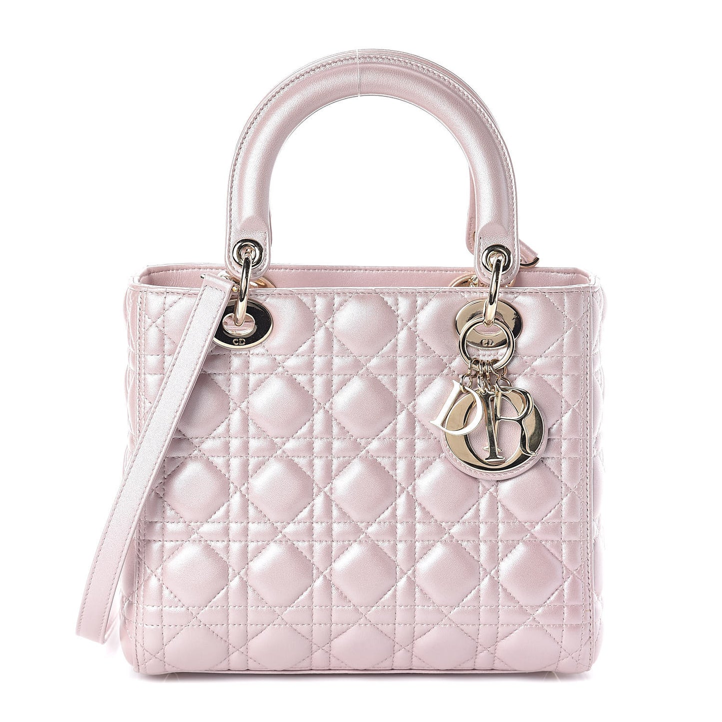 Pearly Lambskin Cannage Medium Lady Dior Lotus