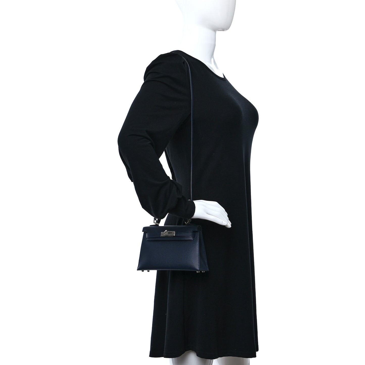 Madame Calfskin Mini Kelly Sellier 20 Bleu Nuit