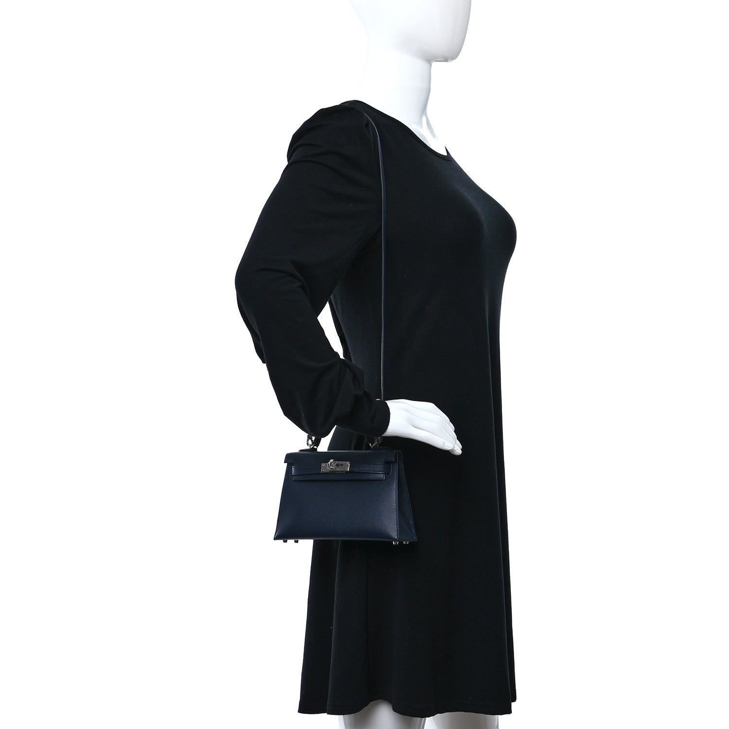 Hermes Madame Calfskin Mini Kelly Sellier 20 Bleu Nuit 2 of 9