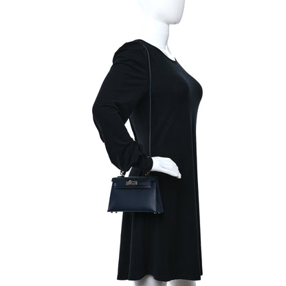 Hermes Madame Calfskin Mini Kelly Sellier 20 Bleu Nuit 2 of 9