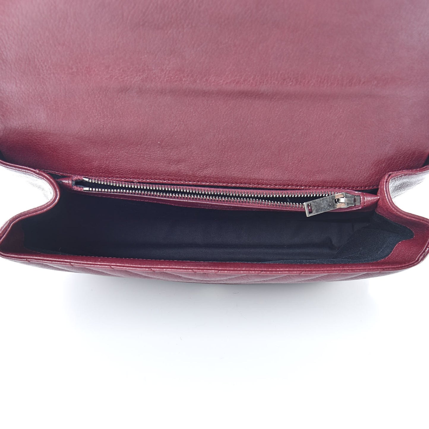 Sheepskin Matelasse Chevron Large Monogram Satchel Rouge Legion