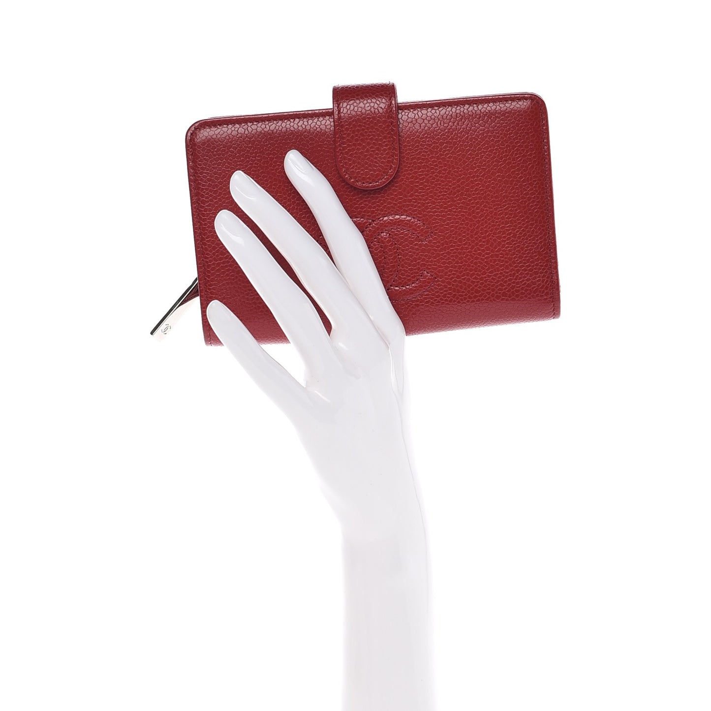 Caviar Timeless CC Zipped Pocket Wallet Red