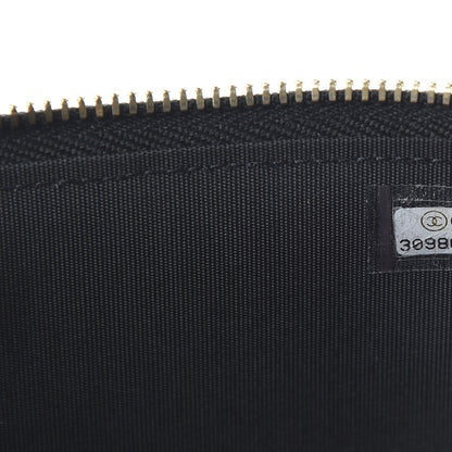 Chanel Raffia Jute Striped Small Vanity Case With Chain Black Beige 9 of 11