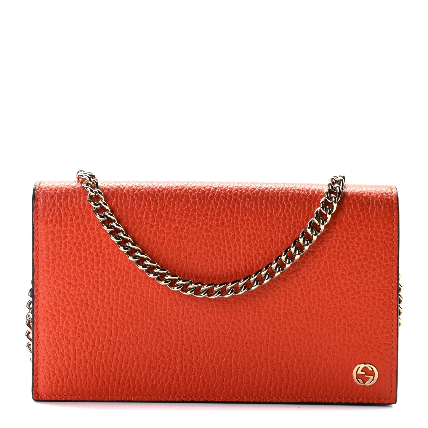 Dollar Calfskin Medium Betty Chain Wallet Sun Orange
