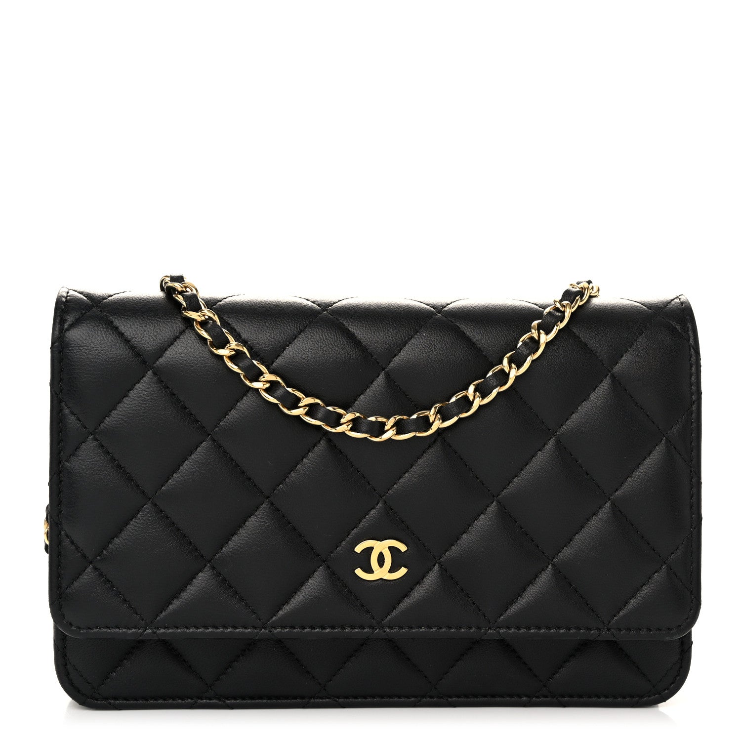 Chanel Lambskin Quilted Wallet On Chain WOC Black 1 of 12