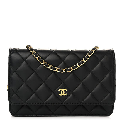 Chanel Lambskin Quilted Wallet On Chain WOC Black 1 of 12