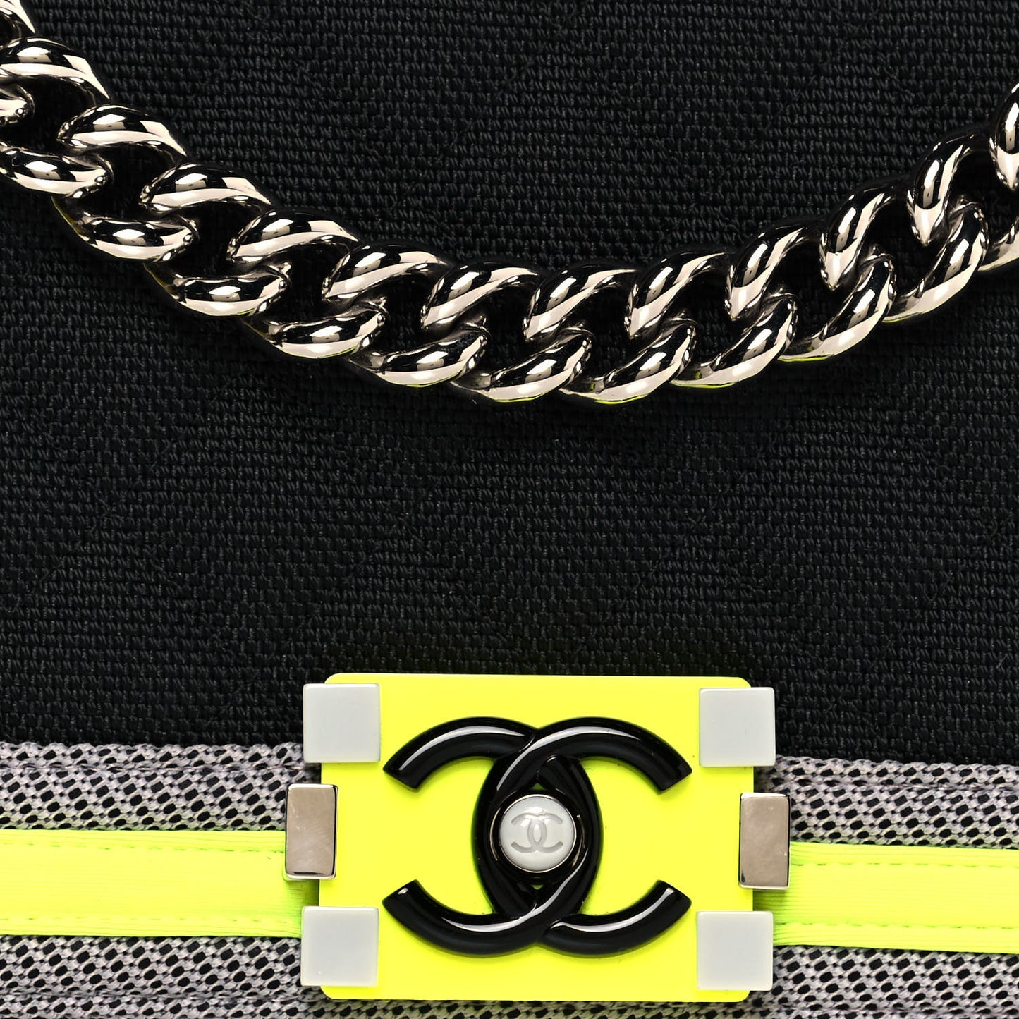 Canvas Quilted Medium Fluo Boy Flap Black Grey Yellow