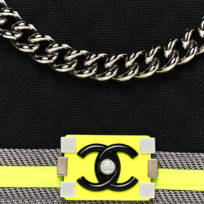 Chanel Canvas Quilted Medium Fluo Boy Flap Black Grey Yellow 7 of 12