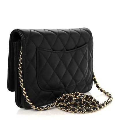 Chanel Lambskin Quilted Wallet On Chain WOC Black 3 of 12