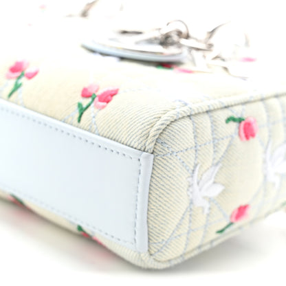 Christian Dior Denim Cannage Embroidered Doves & Roses Dioramour Mini Lady D-Joy Blue Multicolor 10 of 10