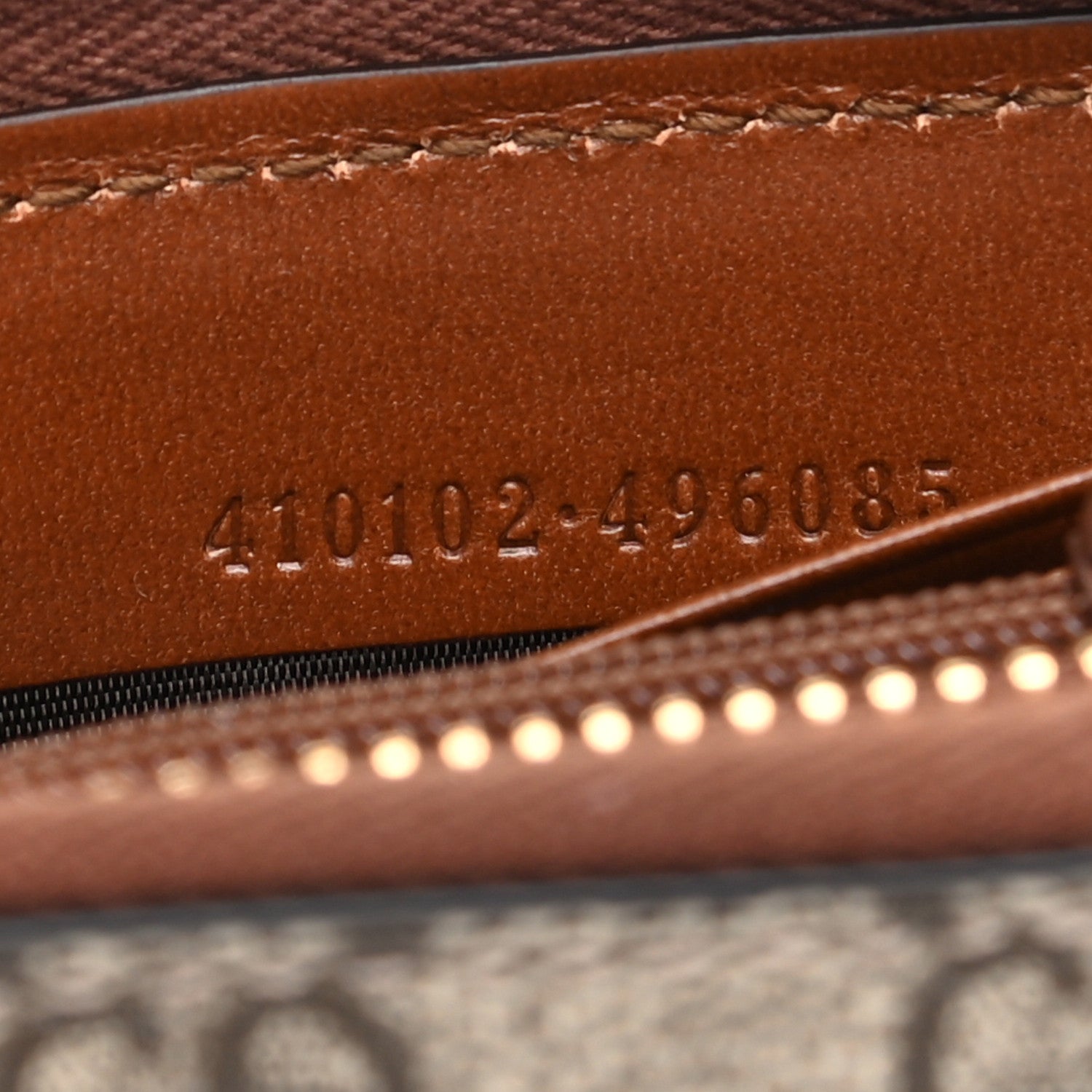 Gucci GG Supreme Monogram Cuoio Toscano Zip Around Wallet Beige Ebony Cuir 7 of 8