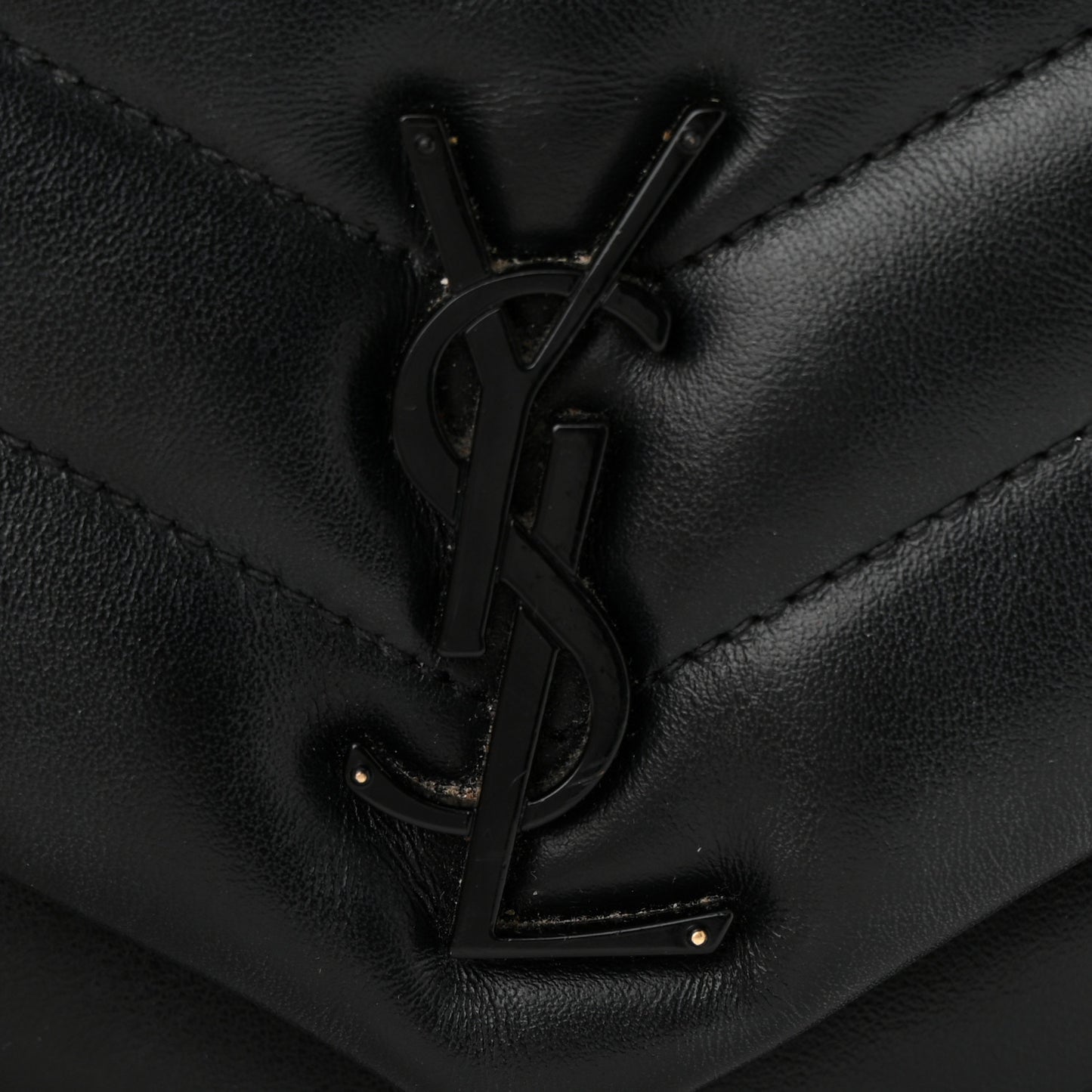 Calfskin Y Quilted Monogram Small Loulou Chain Satchel Black