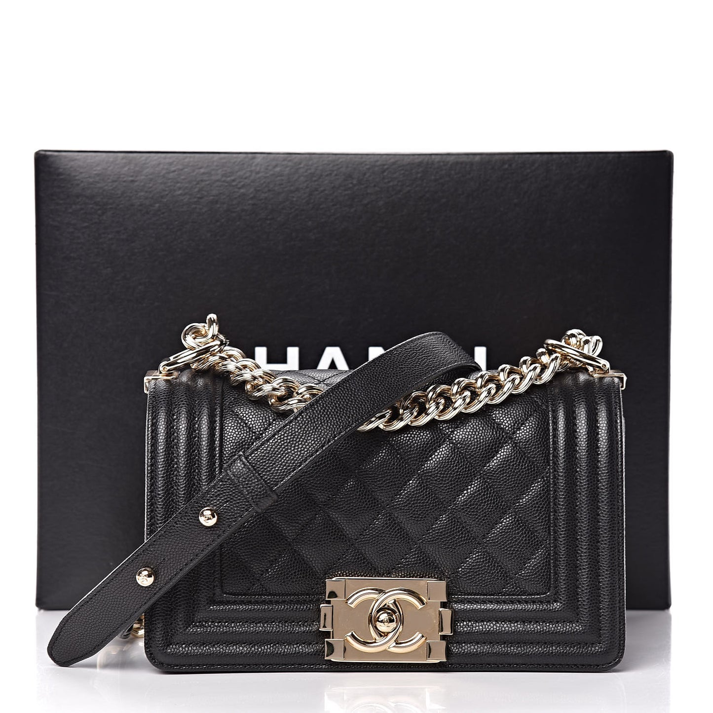 Caviar Quilted Small Boy Flap Black